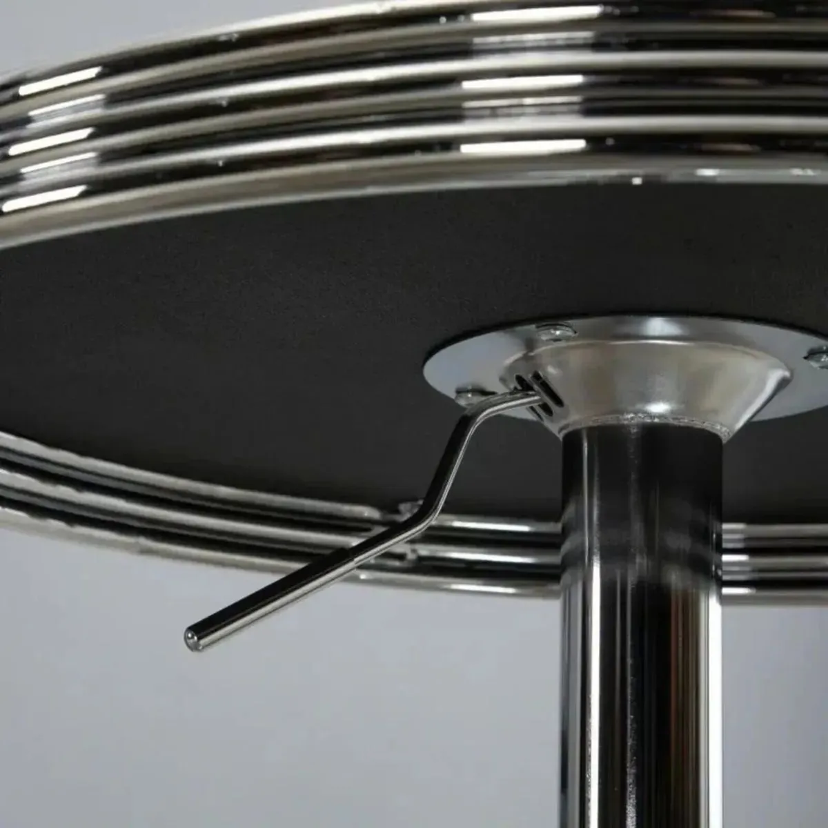 Table Faux Leather Cafe Bistro Round Black - Image 3