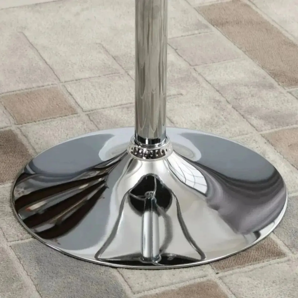 Table Faux Leather Cafe Bistro Round Black - Image 2