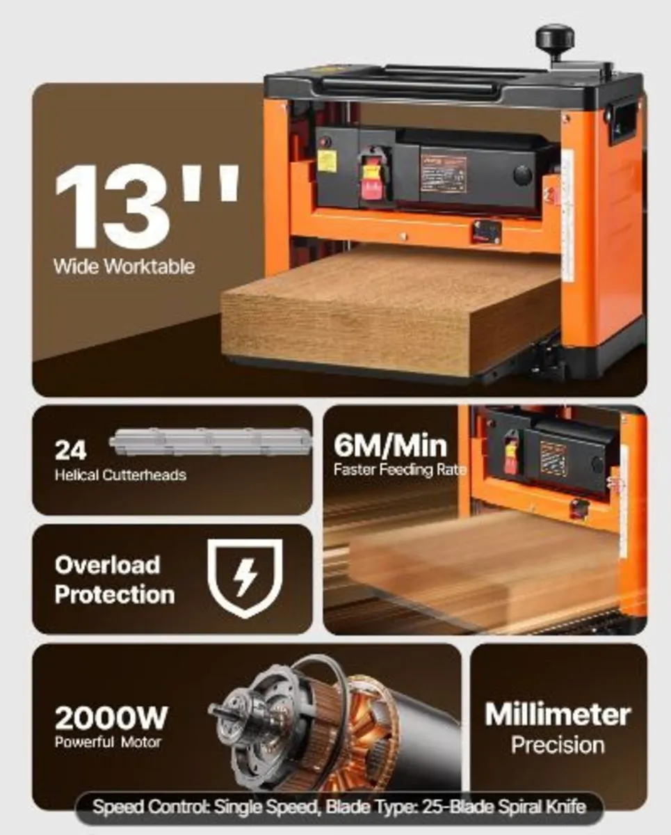 Thickness Planer, 330 mm Width Worktable - Image 2