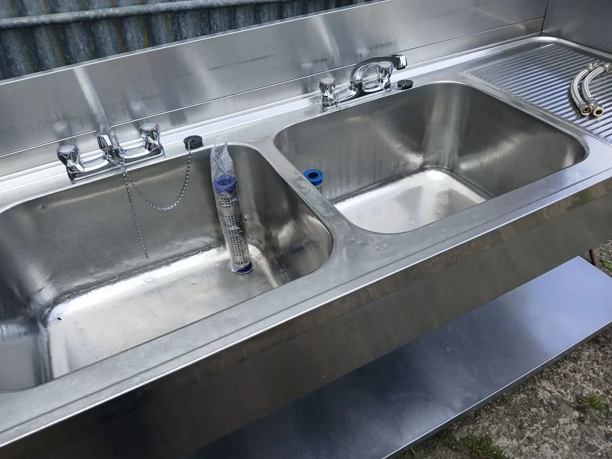 Staneless steel cabbinet double sink unit complete - Image 2