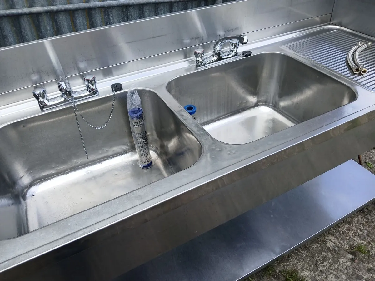 Staneless steel cabbinet double sink unit complete - Image 3