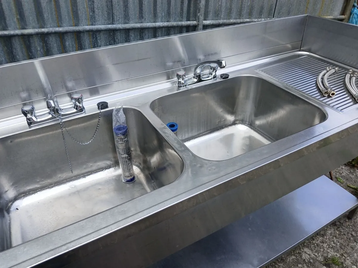 Staneless steel cabbinet double sink unit complete - Image 4