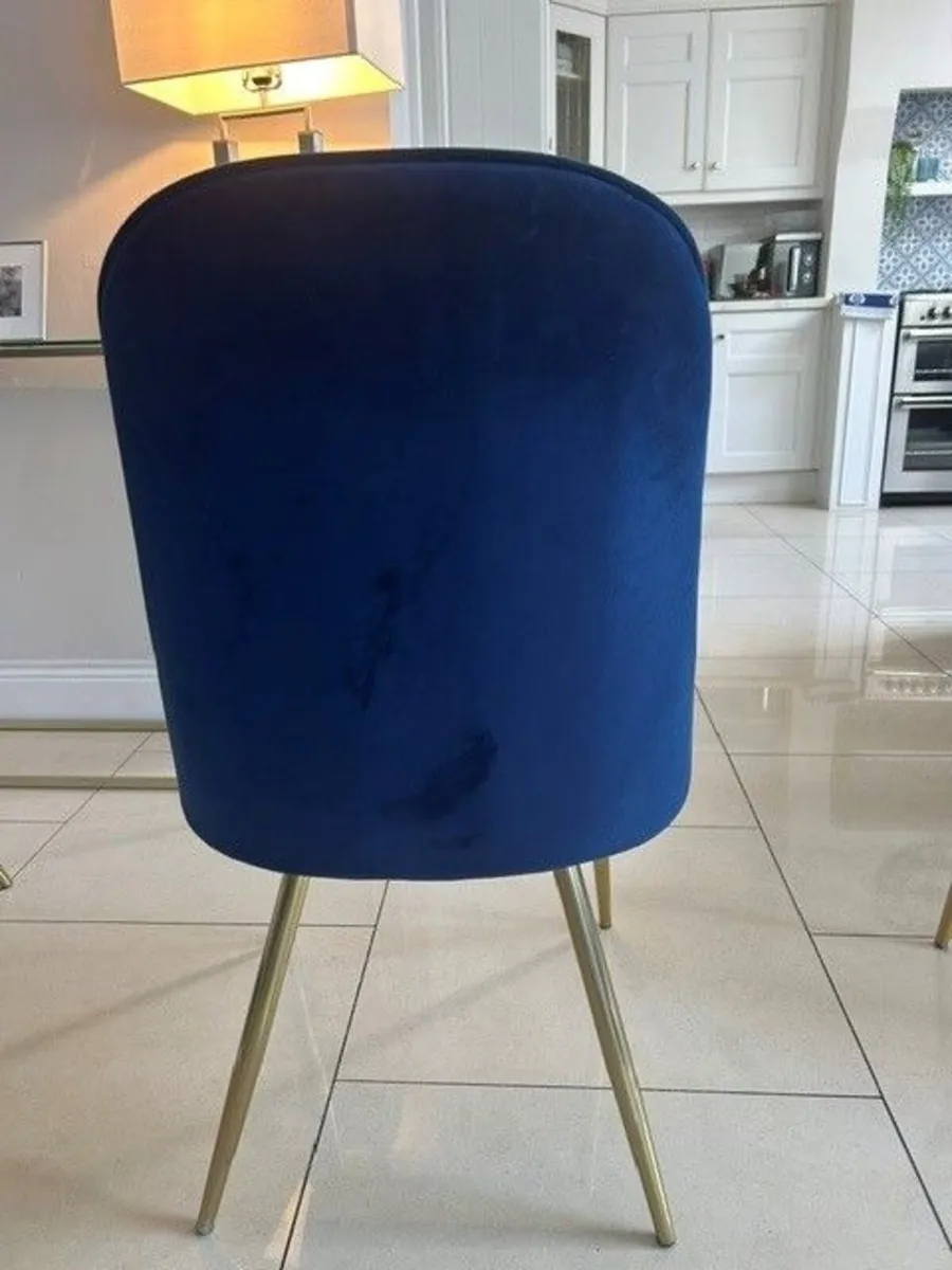 Navy velvet dining chairs - Image 1