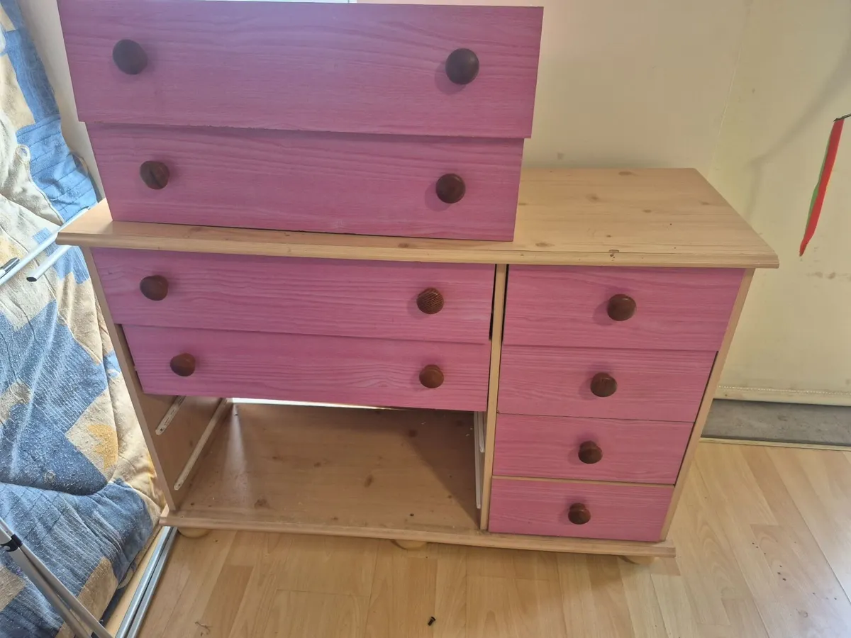 Chest of Drawers Pink & Pine - Image 1