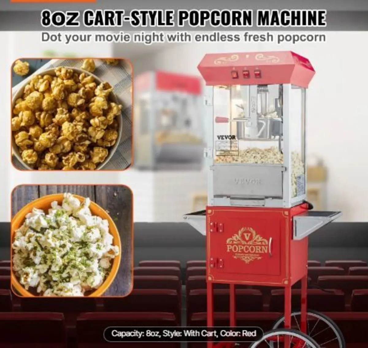 Popcorn Maker with Cart, 850W - Image 2