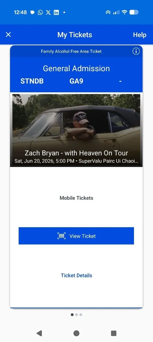 Zach Bryan  Family Area Pitch Ticket Sat June 20
