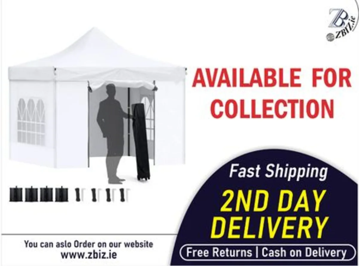 Gazebo Tent 3x3m with 4 Sides Garden Party Tent - Image 1