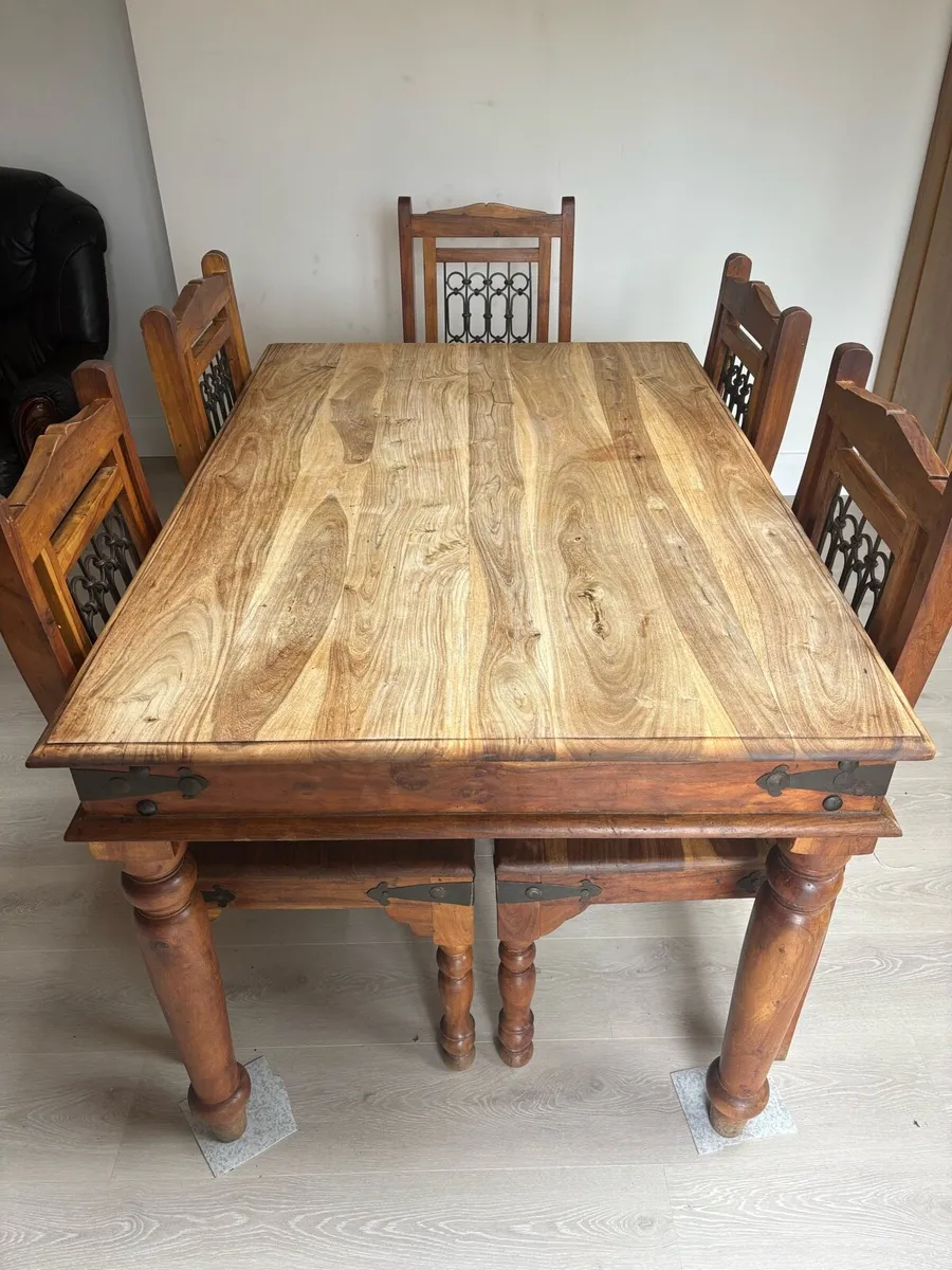 Teak Kitchen Table with 6 chairs for Sale - Image 1