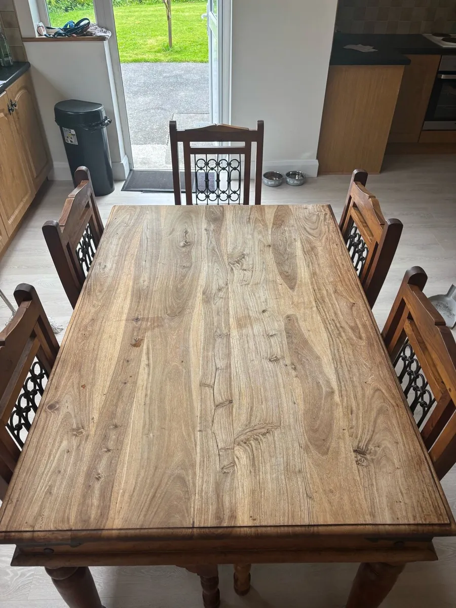 Teak Kitchen Table with 6 chairs for Sale - Image 2
