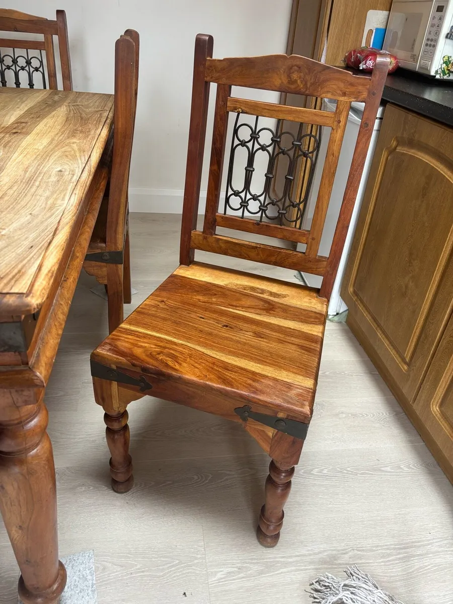 Teak Kitchen Table with 6 chairs for Sale - Image 4