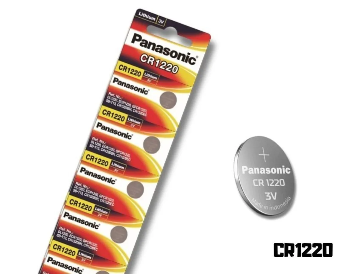 5x Panasonic CR1220 3V Lithium Coin Cell Batteries - Image 1