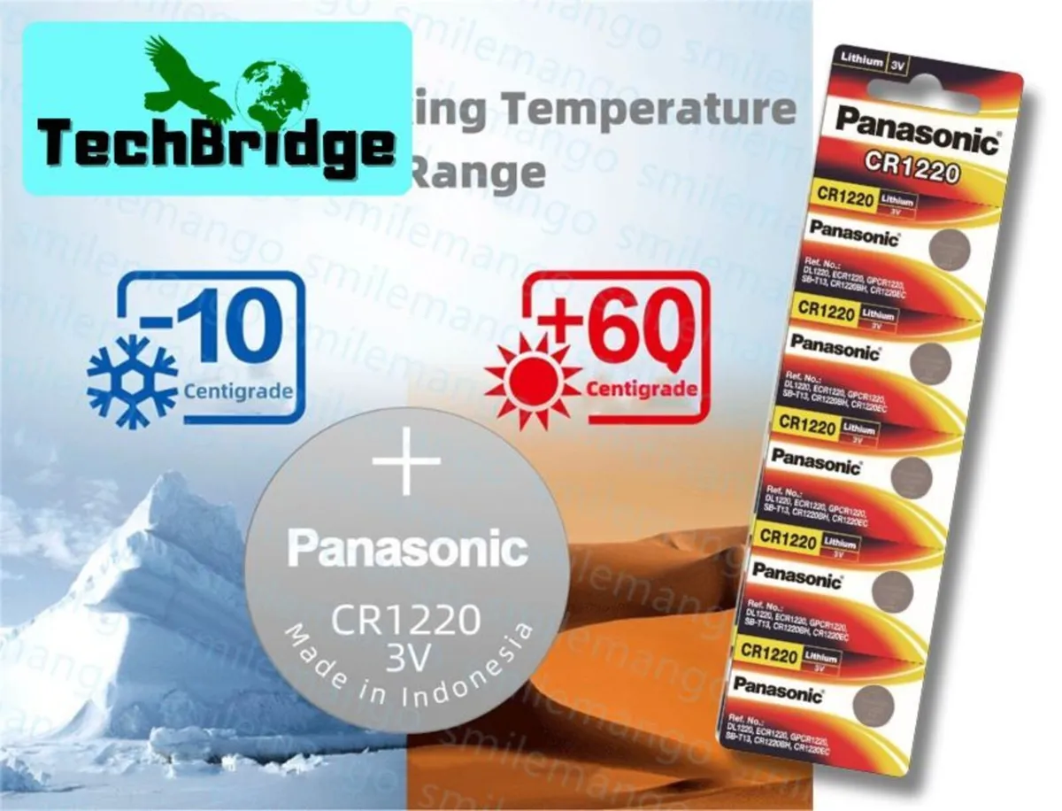 5x Panasonic CR1220 3V Lithium Coin Cell Batteries - Image 3