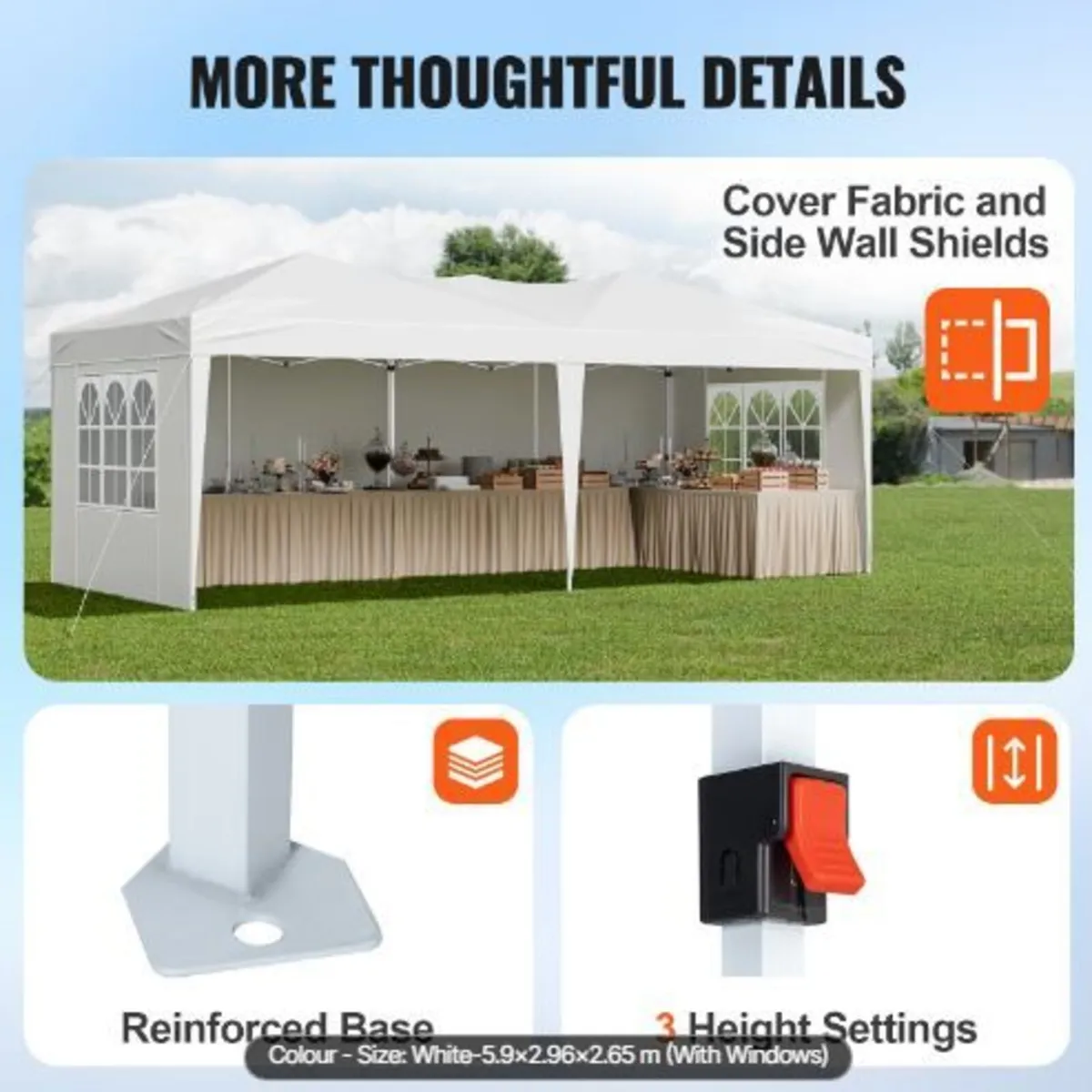 Pop Up Canopy, 5.9 x 2.96 m Instant Canopy - Image 2