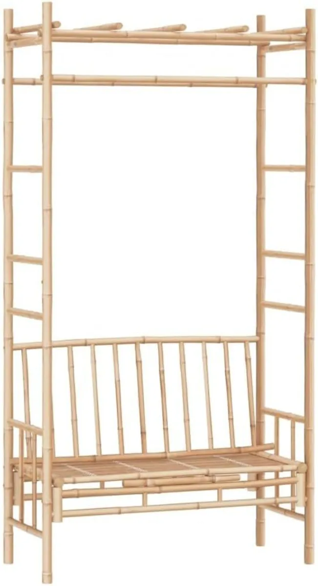 Bamboo Garden Bench with Pergola | Outdoor Trellis - Image 3