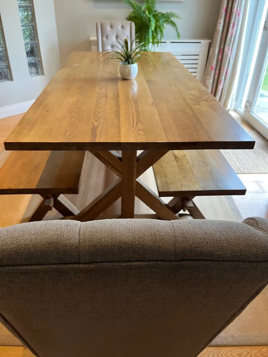 Dining table, 2 benches 2 chairs - Image 1