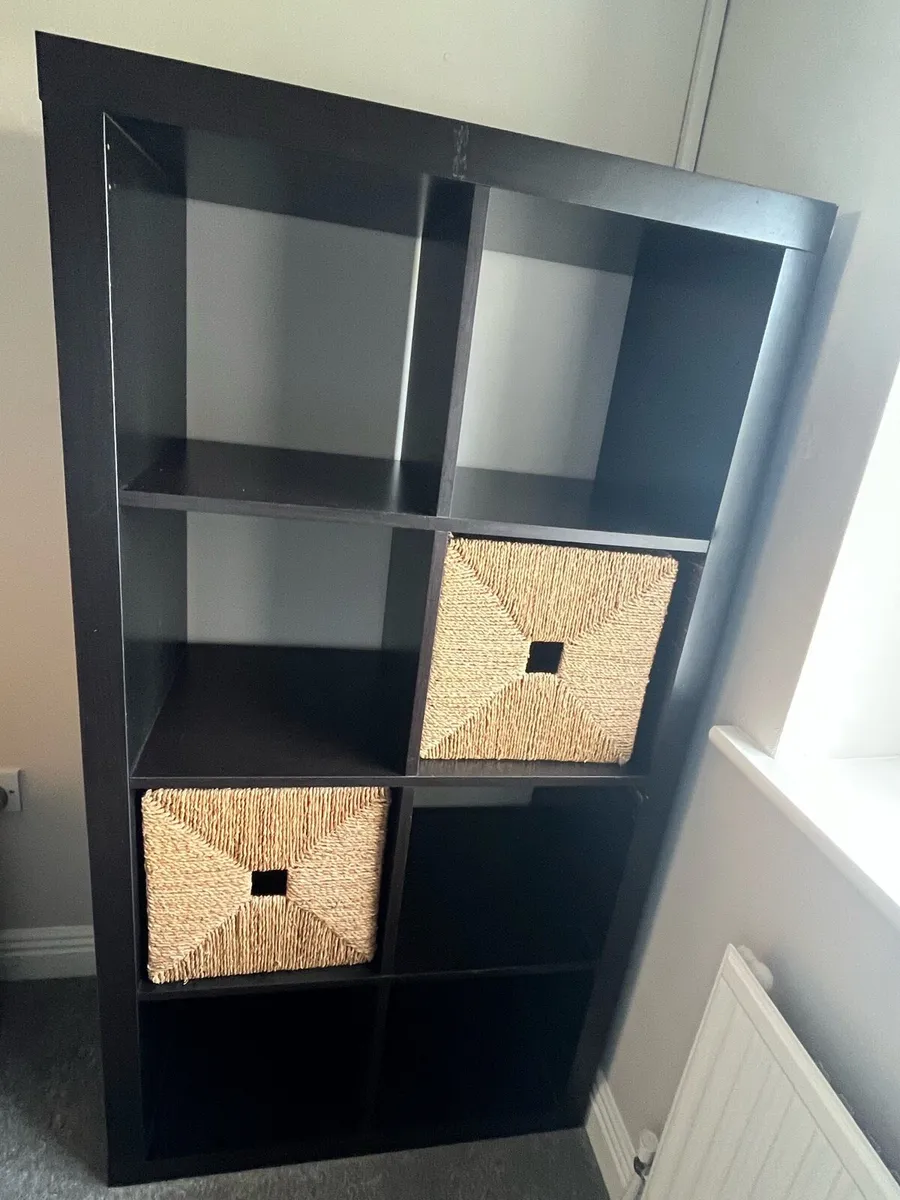 Black ikea shelves with baskets - Image 1