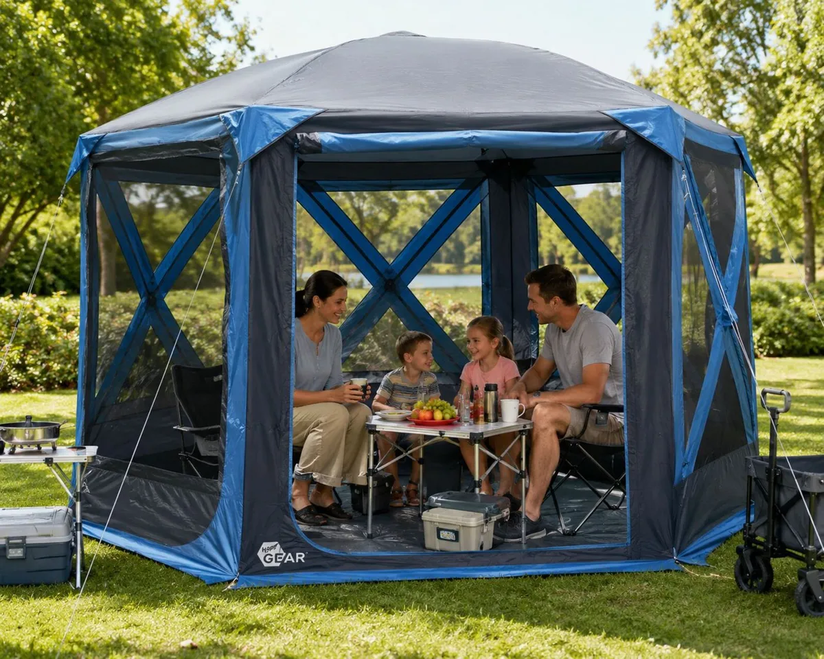 Pop-Up Gazebo Camping Tent 8.5m² – Family Tent for - Image 1