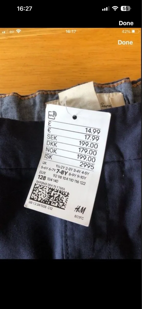 Boys BNWT navy trousers age 7/8 €8 - Image 4