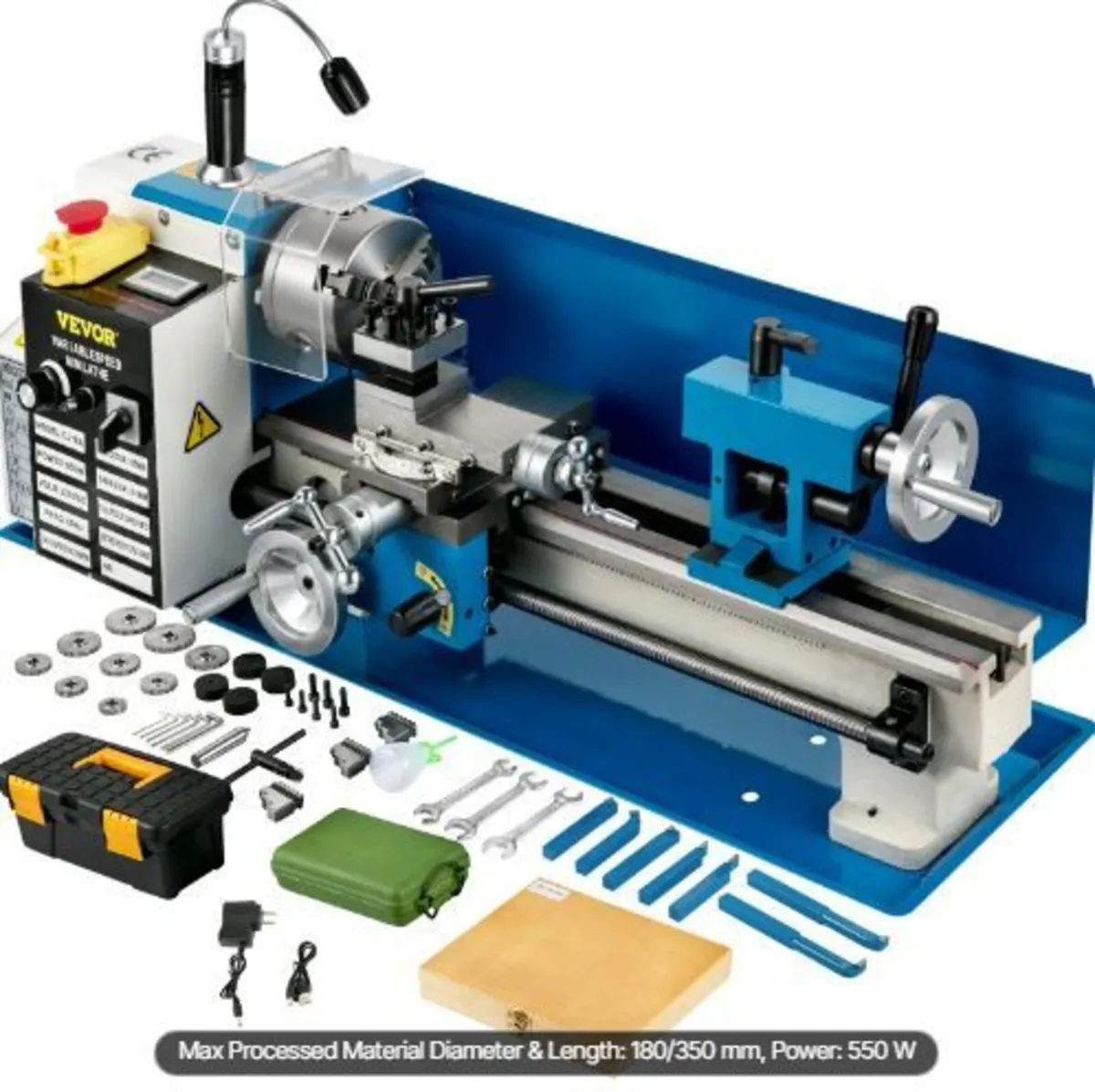 Mini Metal Lathe, 180 x 350 mm Benchtop Metal Lath - Image 1