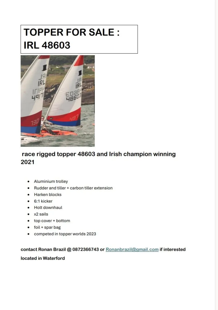 Topper sailing dinghy