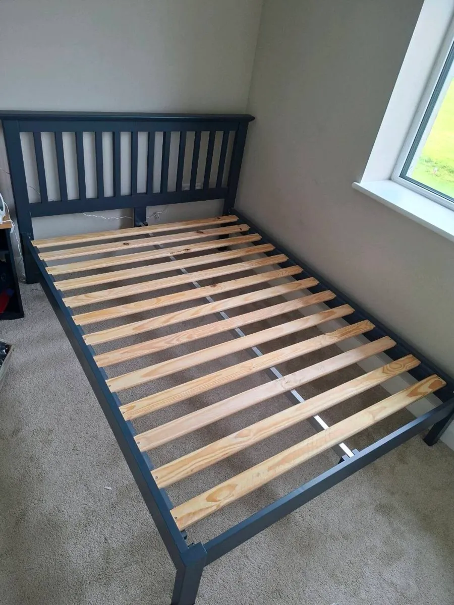 Bed Frame Double - Navy - Image 1