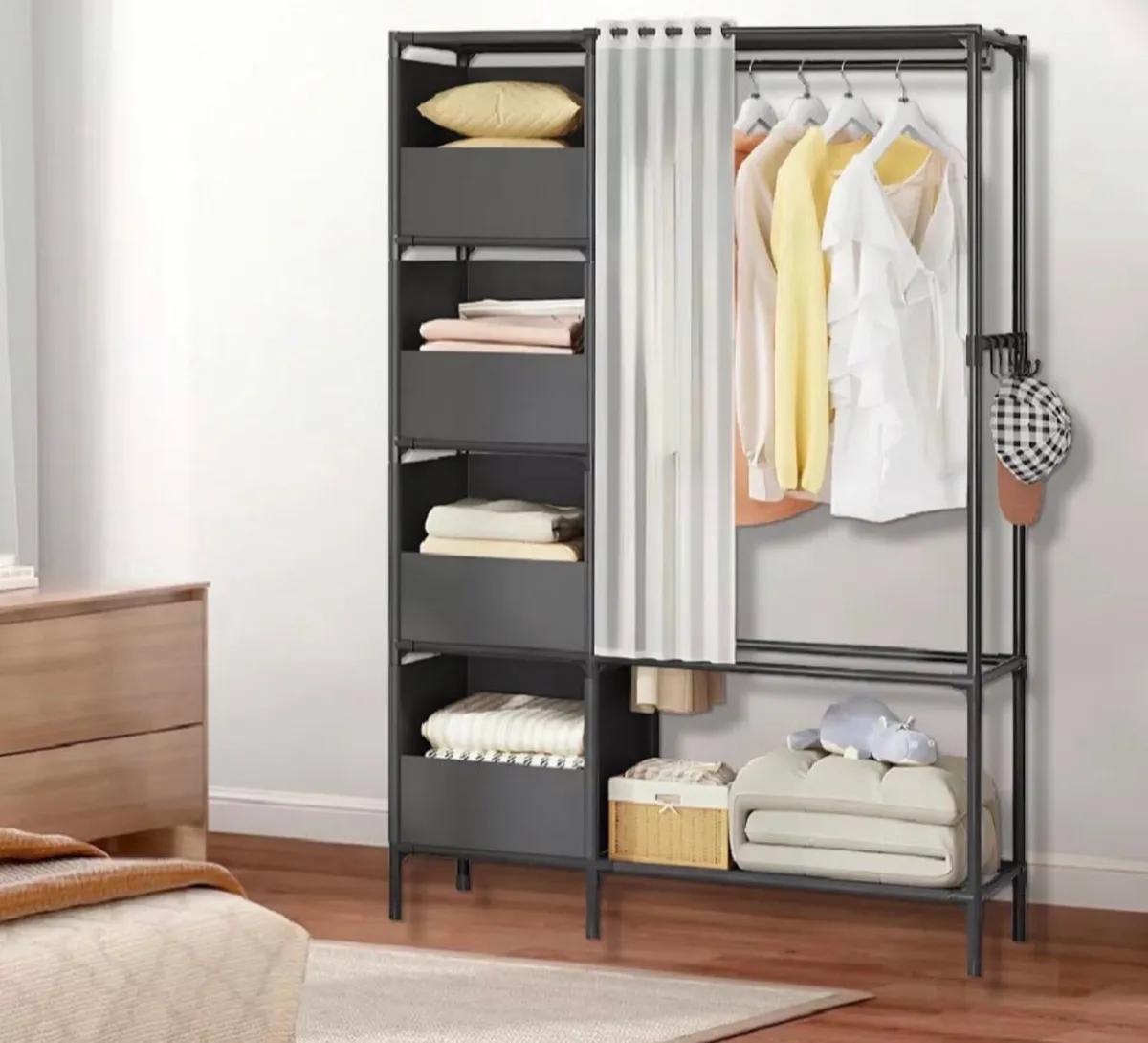 NEW Metal Clothes Rail with Storage Shelves - Image 1
