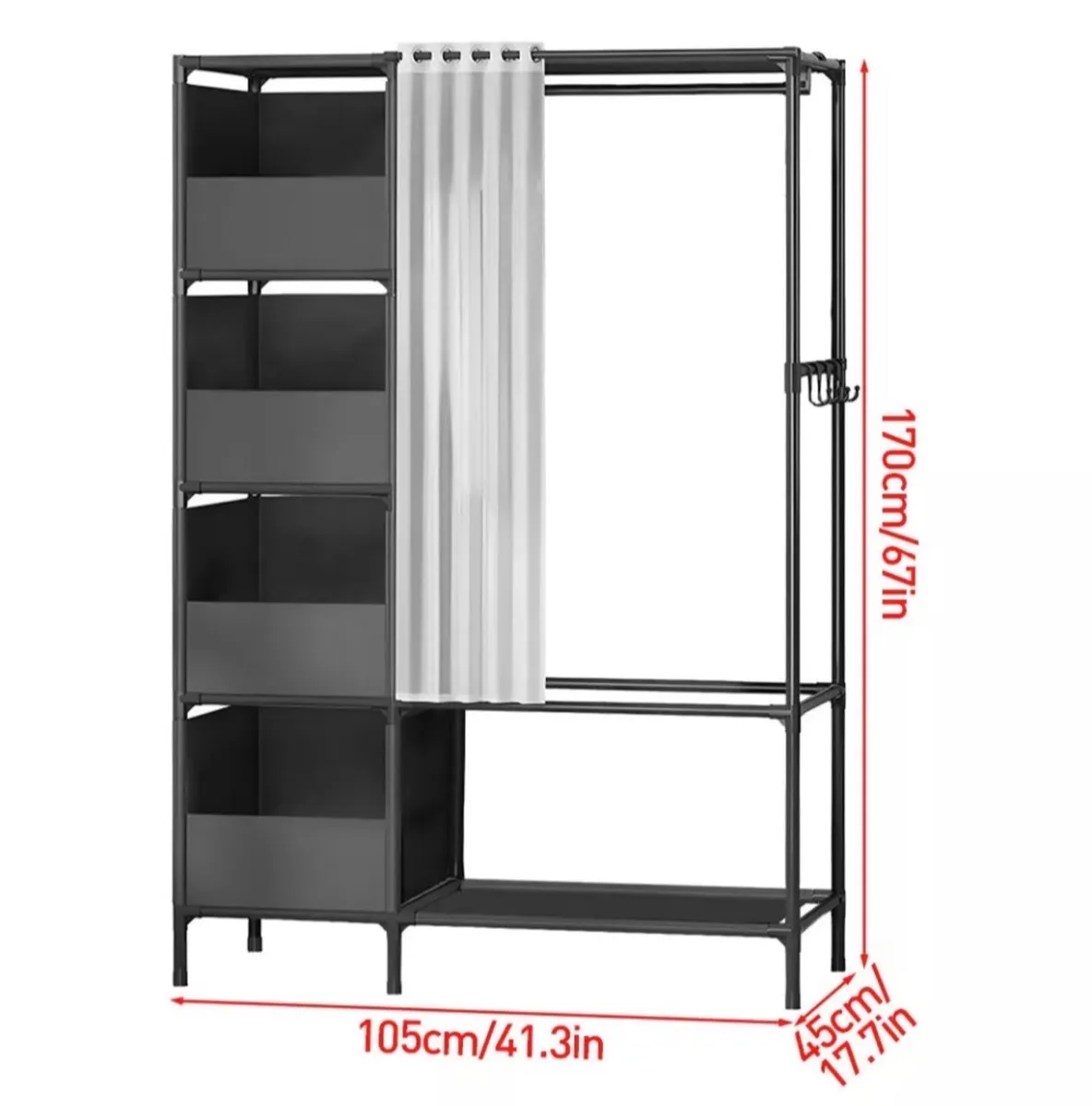 NEW Metal Clothes Rail with Storage Shelves - Image 2