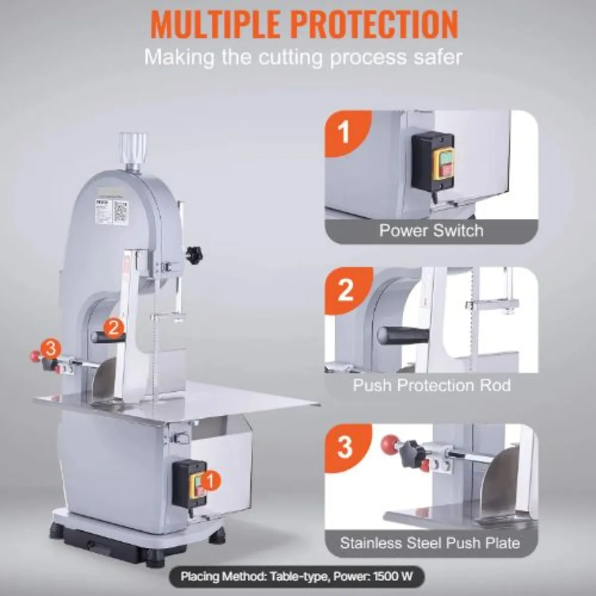 1500W Commercial Electric Meat Bandsaw Stainless - Image 3