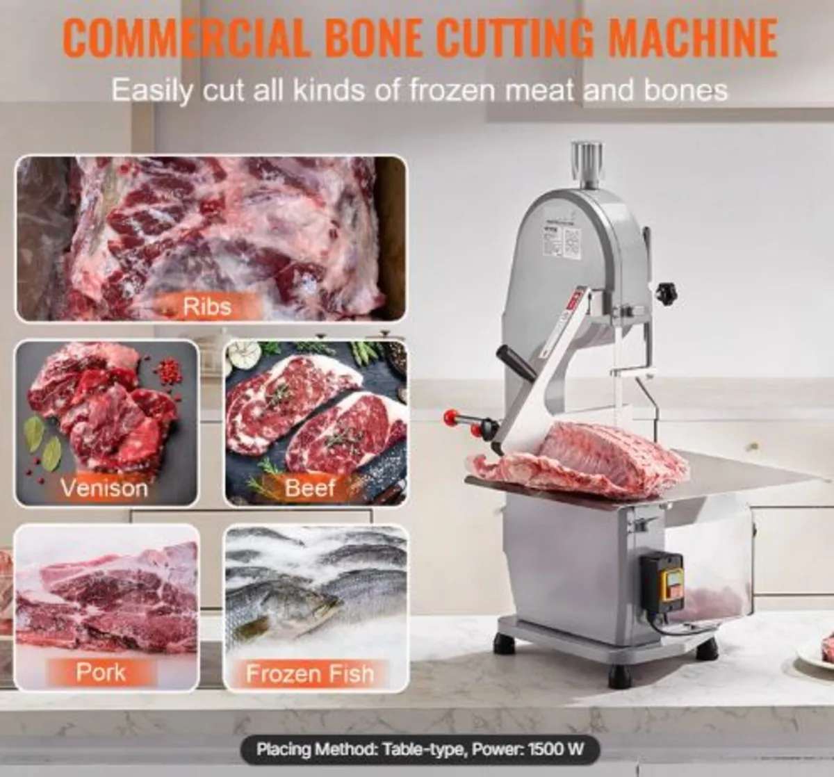 1500W Commercial Electric Meat Bandsaw Stainless - Image 4
