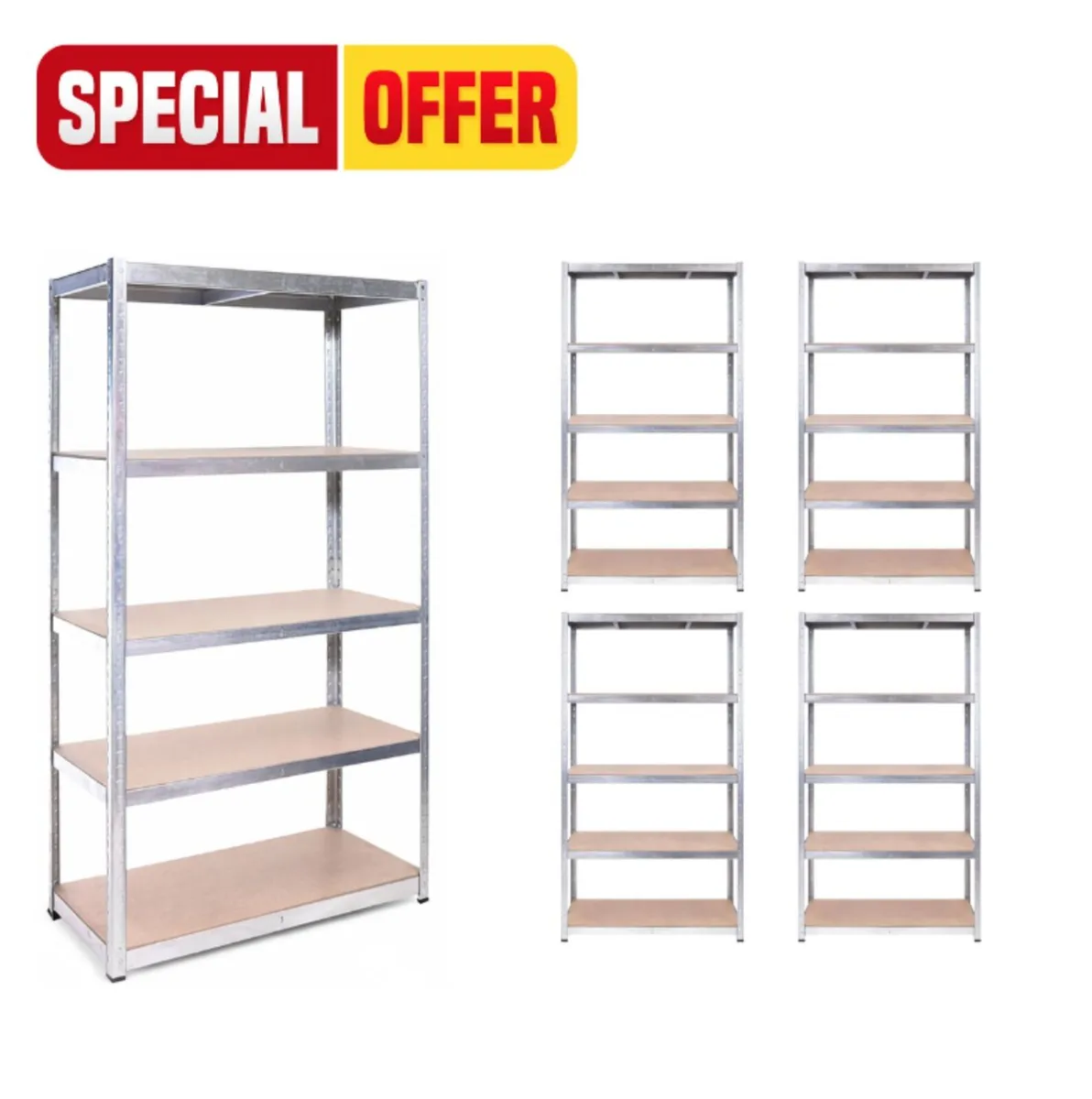 5x bays of boltless storeroom shelving