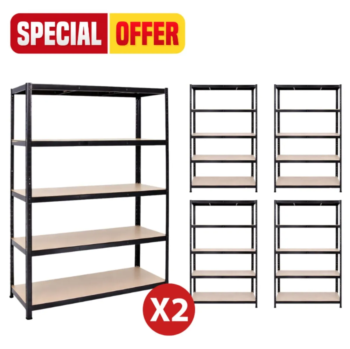 10x bays of flatpacked shelving - Image 1