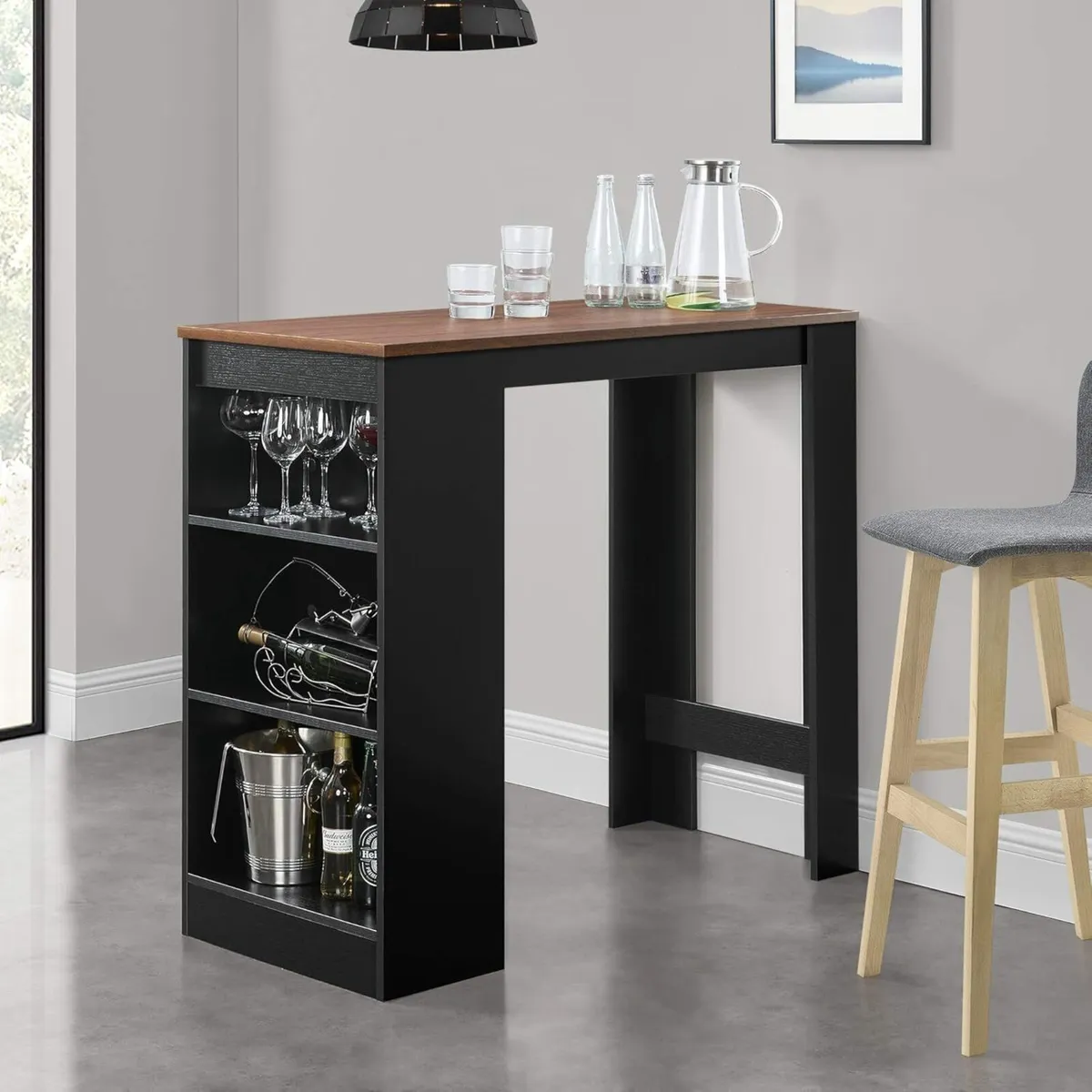 Compact Home Bar Table With Storage Shelves - Image 3