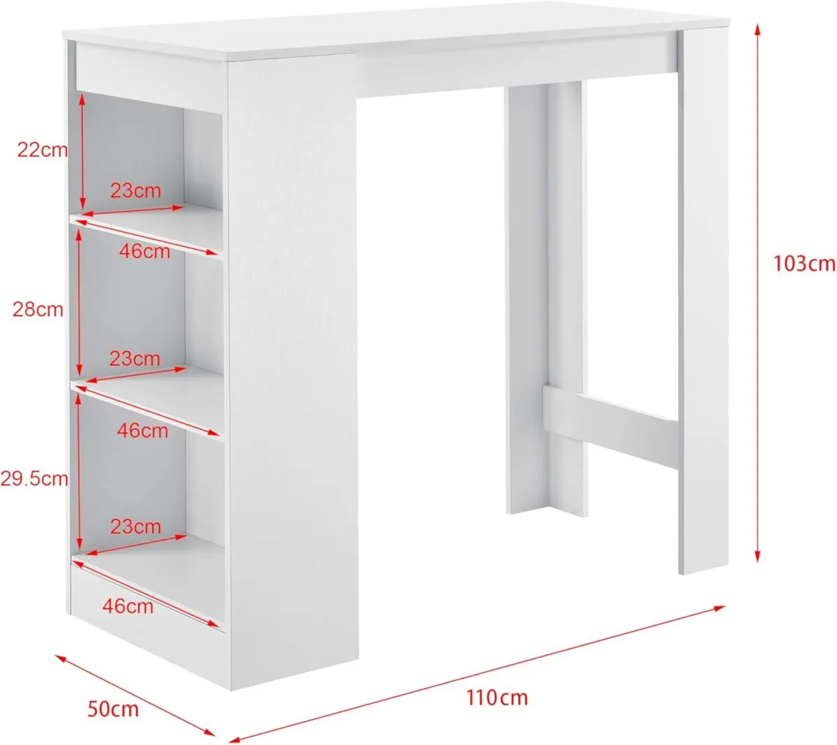 Kitchen Bar Table with Shelving | Elegant Home Ent - Image 3