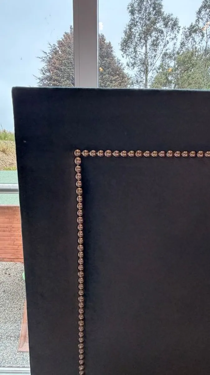 Luxury Teal Velvet King Size Headboard. Stud Detail. Excellent Condition - Image 3