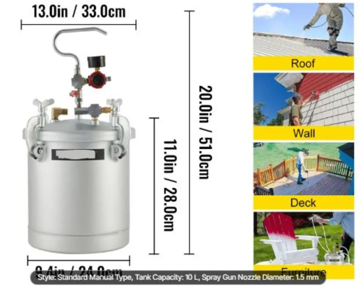 Commercial Paint Pressure Tank 2.5Gallons Pressure - Image 3