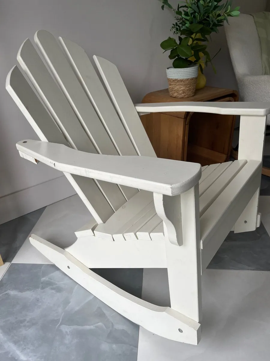 Handmade wood white Rocking chair - Image 1