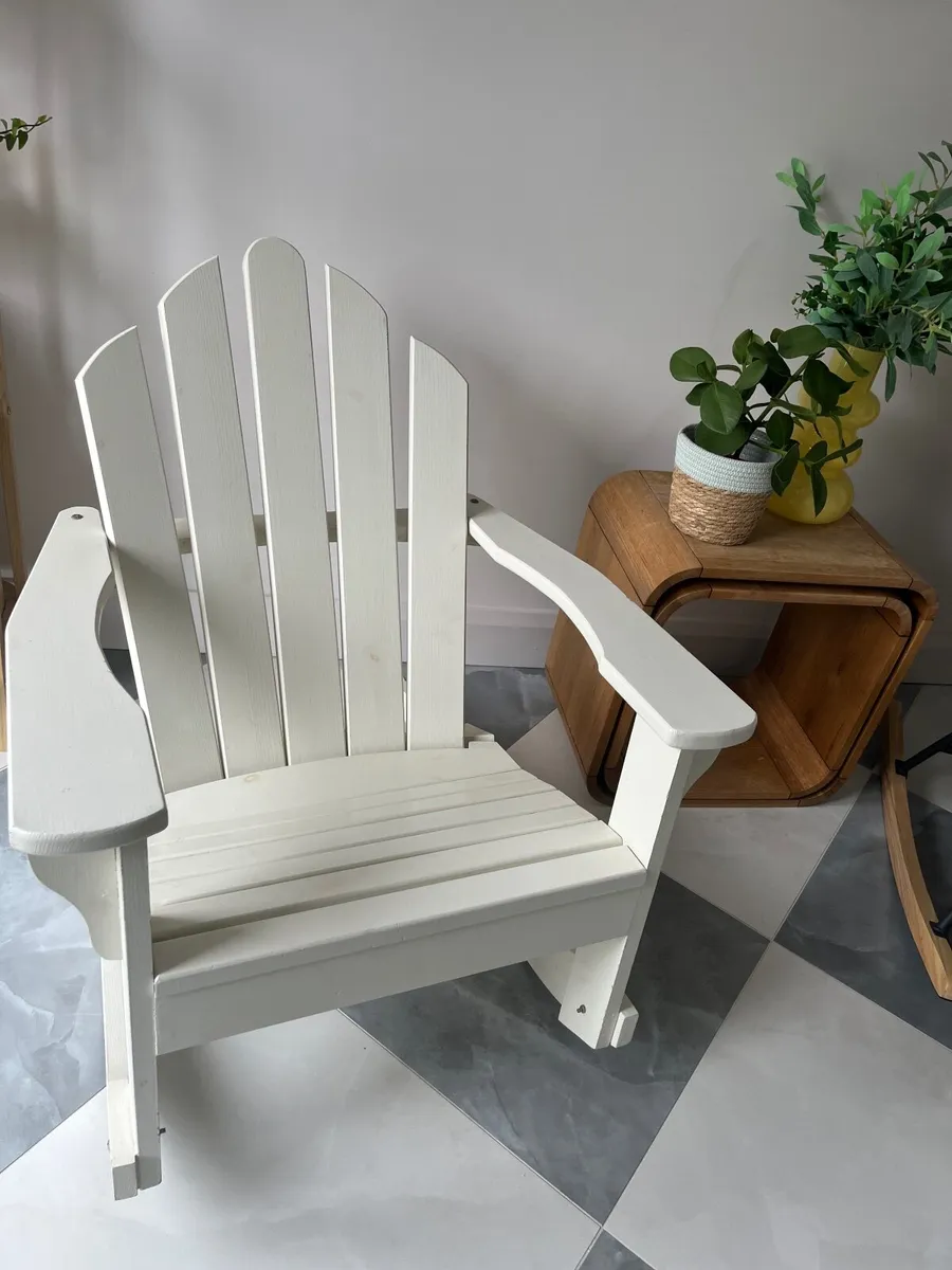 Handmade wood white Rocking chair - Image 2