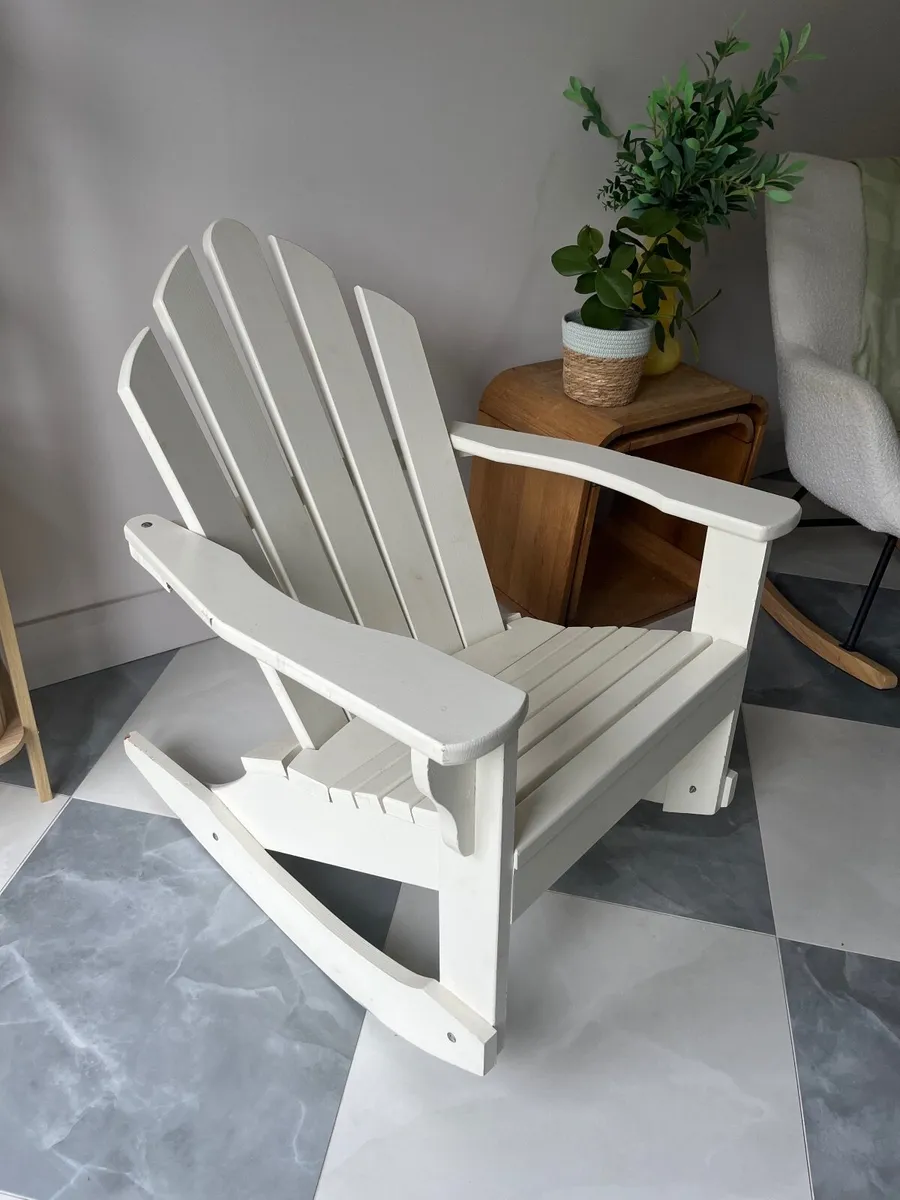 Handmade wood white Rocking chair - Image 3