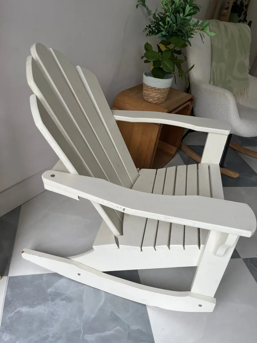 Handmade wood white Rocking chair - Image 4