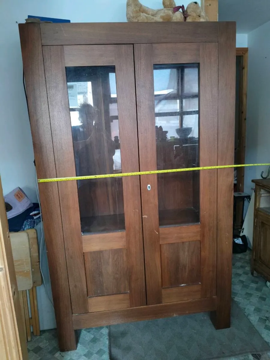 Teak solid timber cabinet.  With 1 glass shelf
and - Image 2