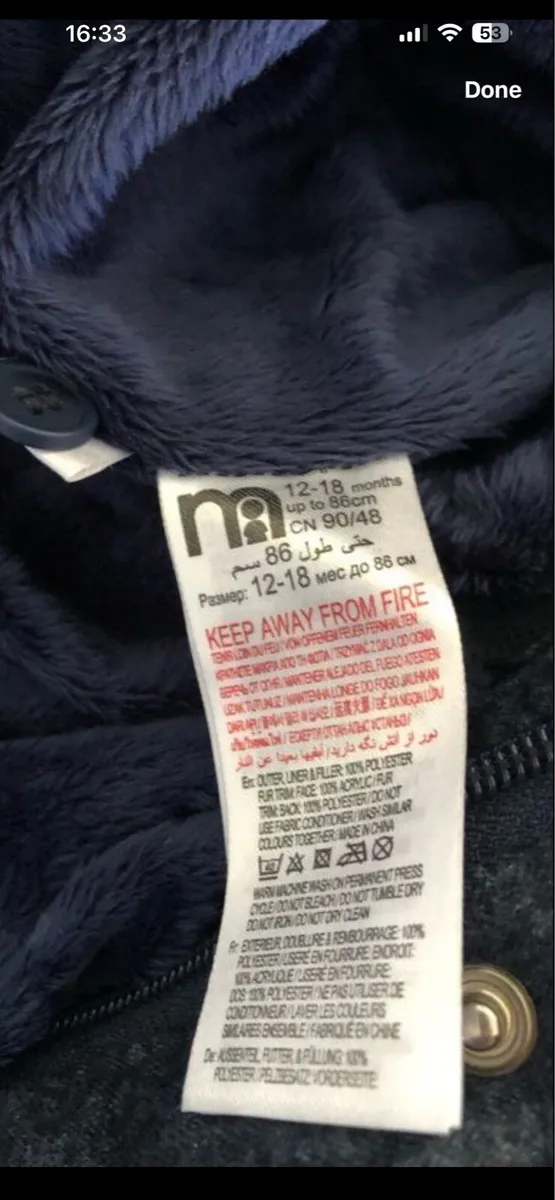 Boys Mothercare all in one suit 12/18 mths €10 - Image 3