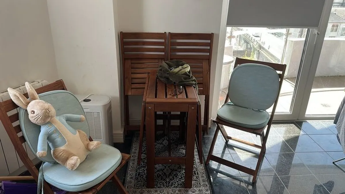 IKEA ASKHOLMEN foldable table and 4 folding chairs set,