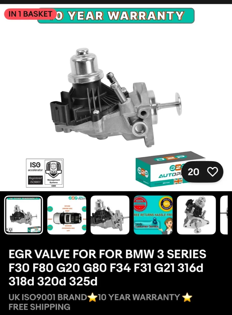 EGR valve for BMW 3 series, F80 G20 F30 G80 F34 - Image 1