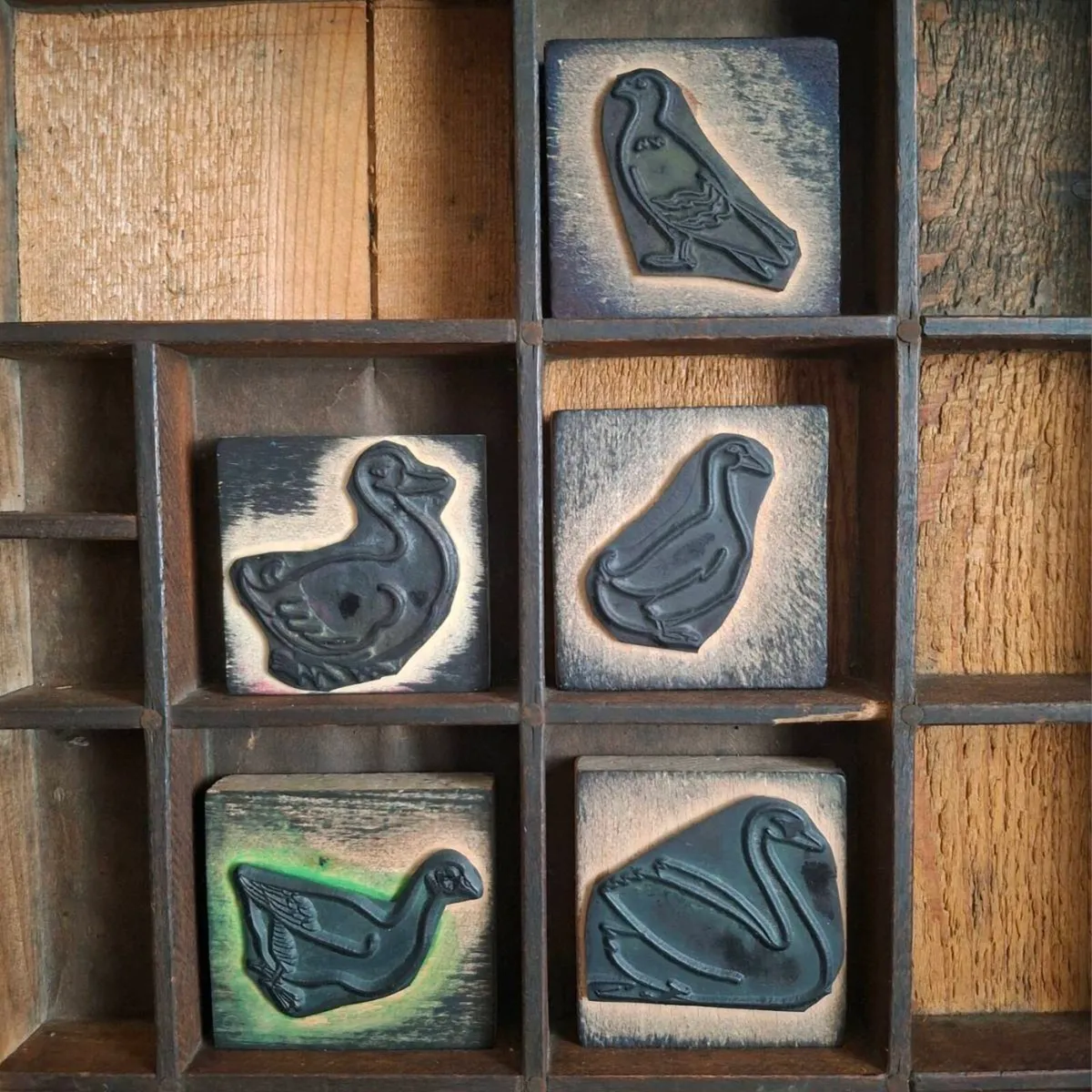 1970s French Birds Printer Blocks - Image 1
