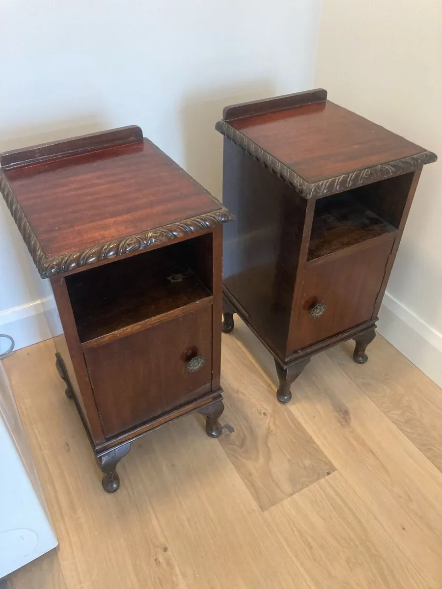 Antique Bedside Lockers - Pair - Mahogany - Image 2