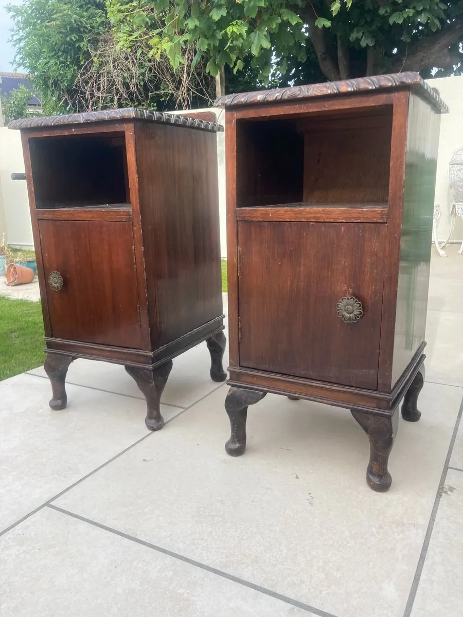 Antique Bedside Lockers - Pair - Mahogany - Image 1