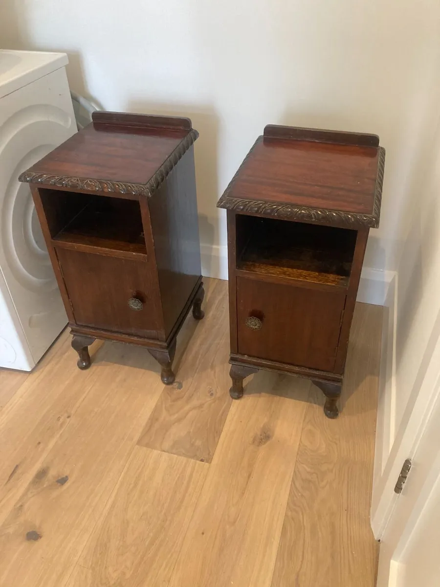 Antique Bedside Lockers - Pair - Mahogany - Image 4