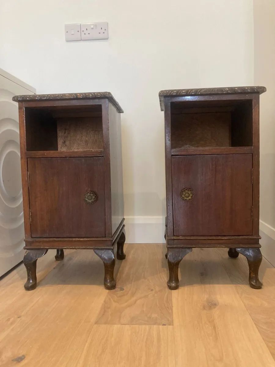 Antique Bedside Lockers - Pair - Mahogany - Image 3