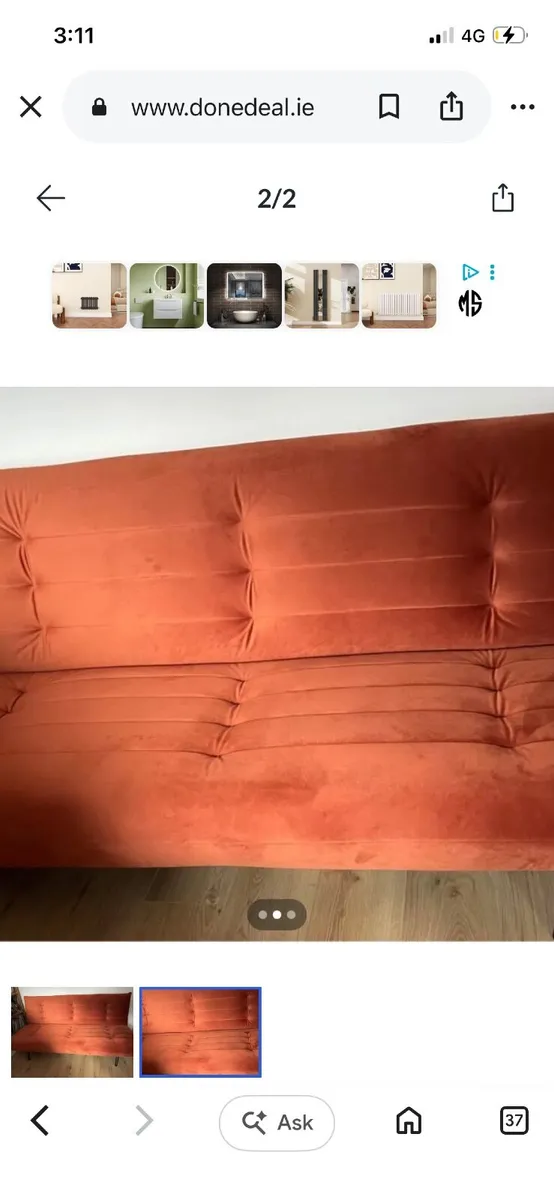 Teracotta Sofa Bed for Sale - Image 1