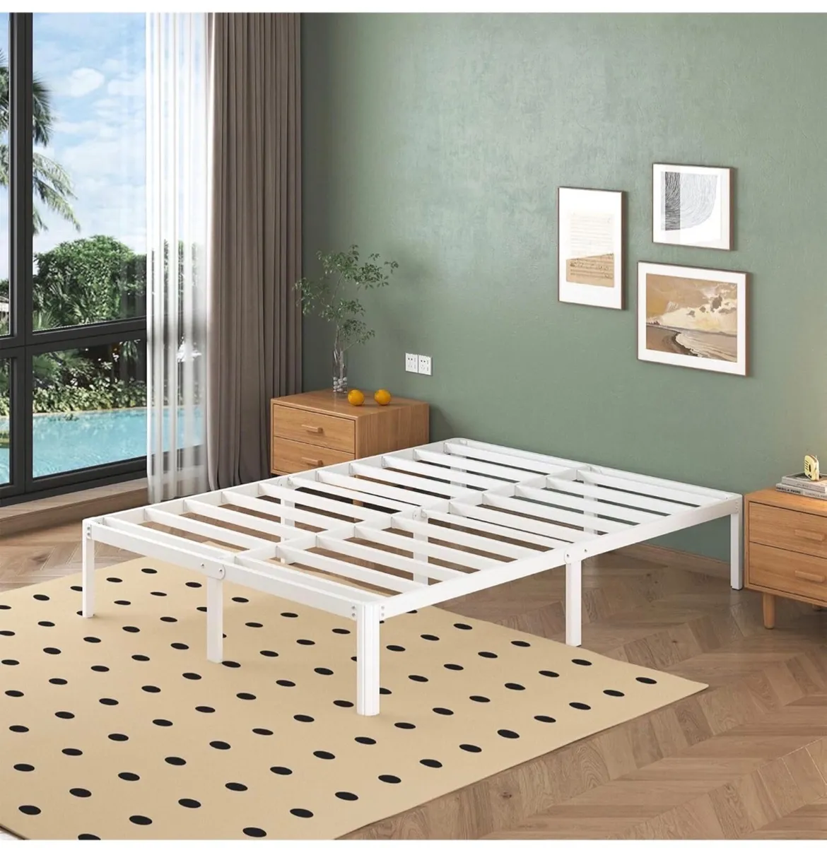 White Double Bed Frame 4ft6 with Rounded Corner Le - Image 3